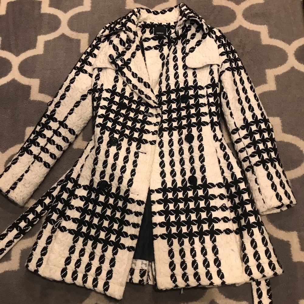 Black and white wool coat